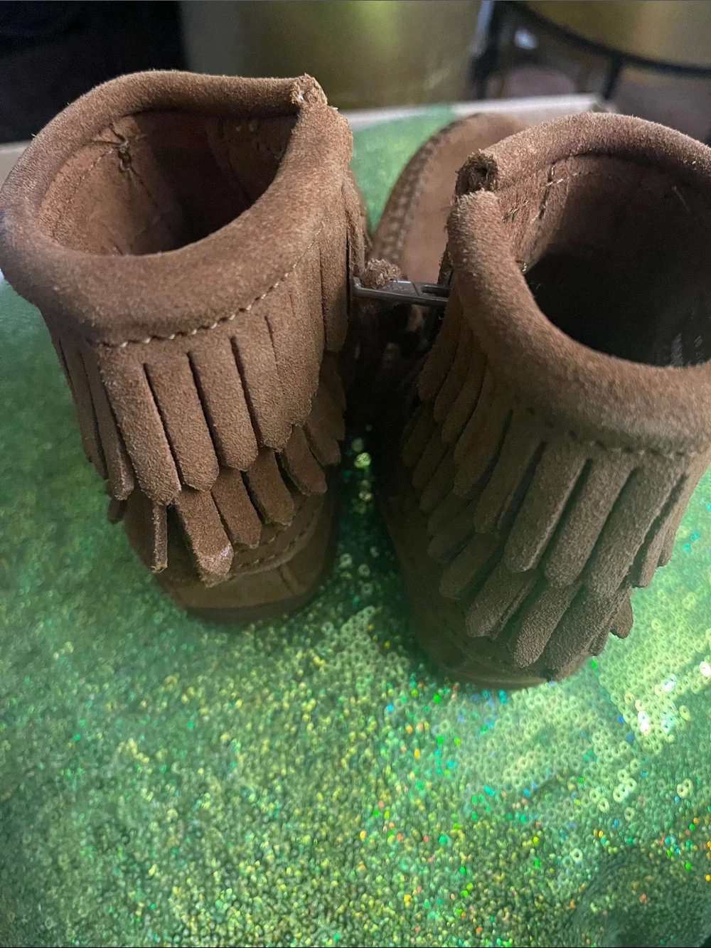 Minnetonka Kids Brown Suede Fringe Moccasins